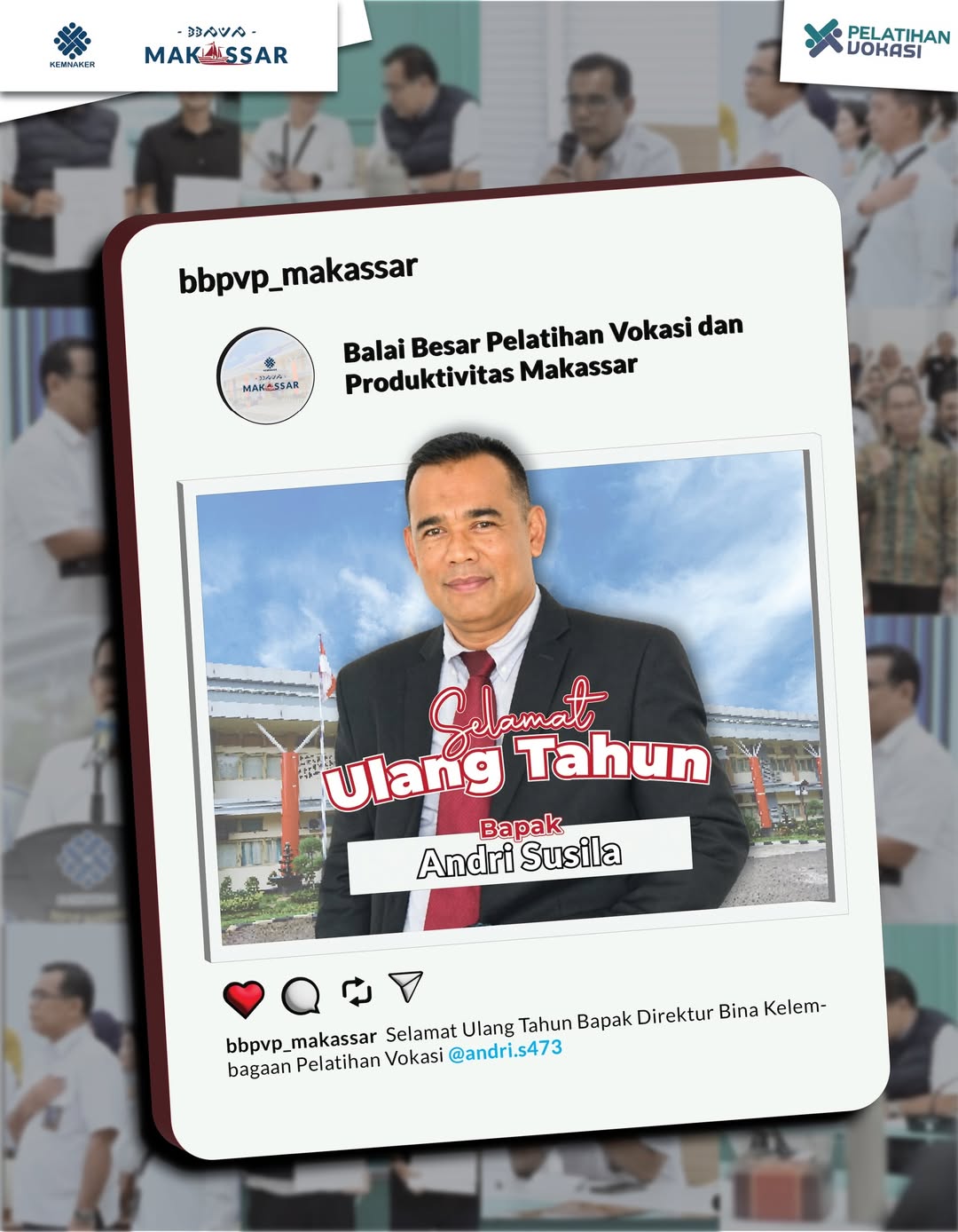 Apresiasi atas Dedikasi dan Kepemimpinan dalam Pengembangan Pelatihan Vokasi dan SDM Unggul